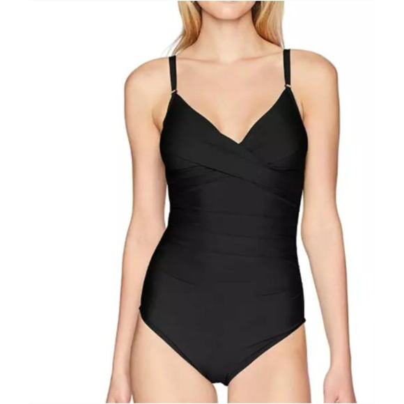 CALVIN KLEIN Black Twist-Front Tummy-Control One-Piece Swimsuit // 8 - Picture 2 of 14